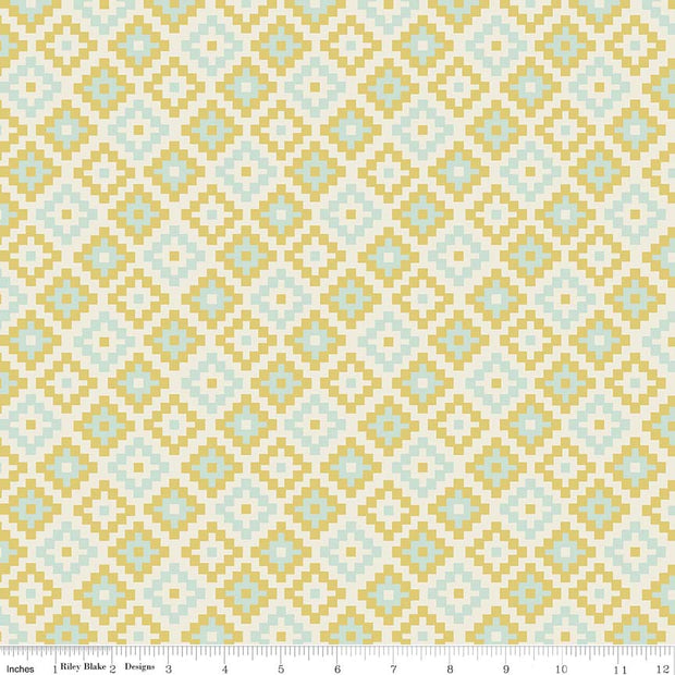 Woodland Spring Geometric Green Cotton Spandex Knit Fabric by Riley Blake