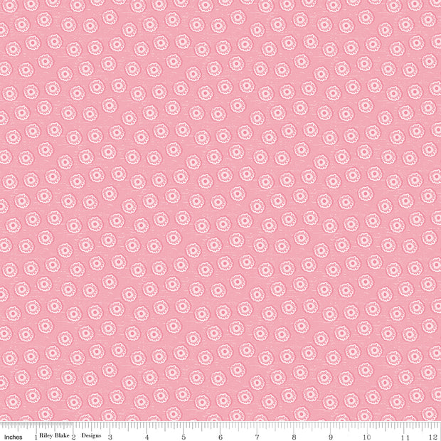 Tree Party Mini Floral Pink Cotton Lycra Knit Fabric by Riley Blake