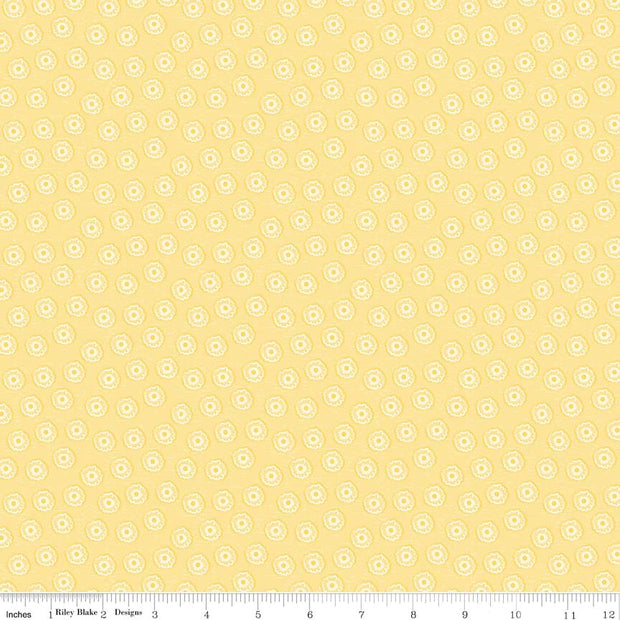 Tree Party Mini Floral Yellow Cotton Lycra Knit Fabric by Riley Blake