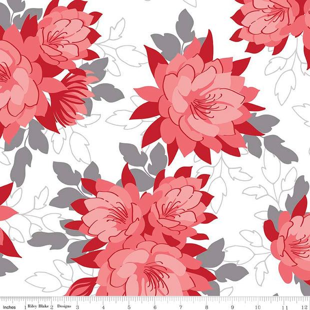 Desert Bloom Main Red Cotton Lycra Jersey Knit by Riley Blake