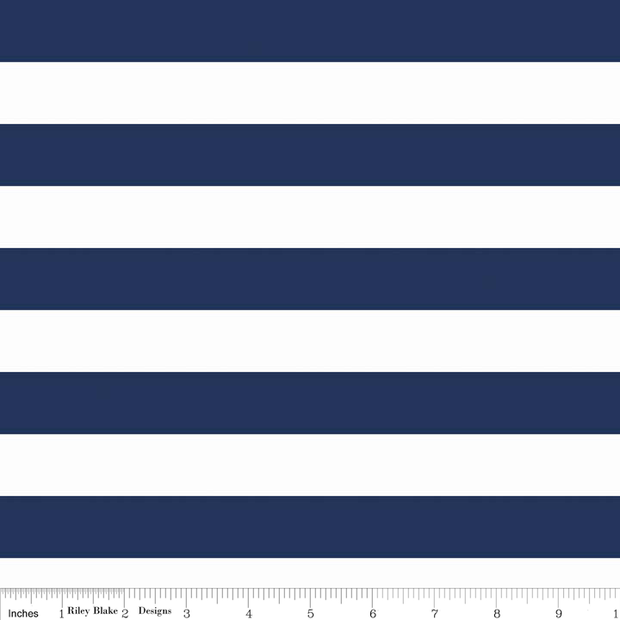 1 Inch Stripe Navy and White Cotton Lycra Knit Fabric by Riley Blake