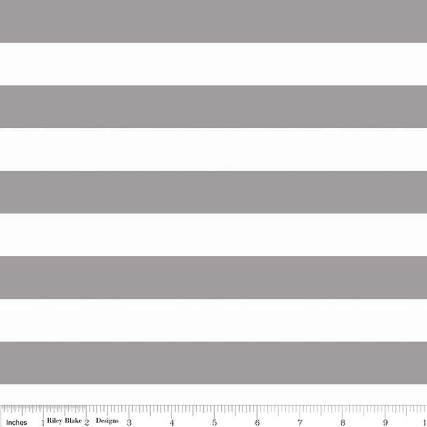 1 Inch Stripe Gray and White Cotton Lycra Knit Fabric by Riley Blake