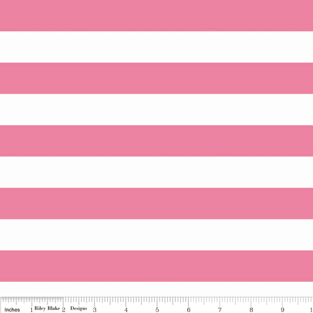 1 Inch Stripe Hot Pink and White Cotton Lycra Knit Fabric by Riley Blake