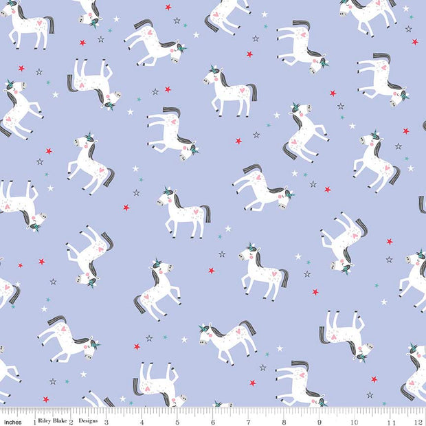 Princess Unicorn Purple Cotton Lycra Knit Fabric by Riley Blake