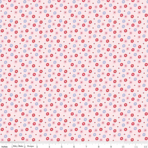 Princess Floral Pink Cotton Lycra Knit Fabric by Riley Blake
