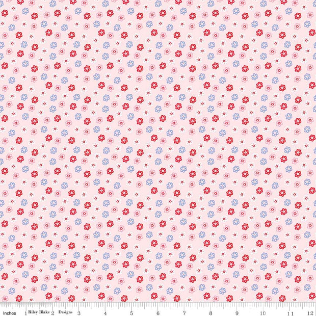 Princess Floral Pink Cotton Lycra Knit Fabric by Riley Blake- 23" Remnant