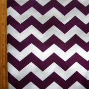 Plum Chevrons on White Jersey Knit Fabric - 35" Remnant Piece