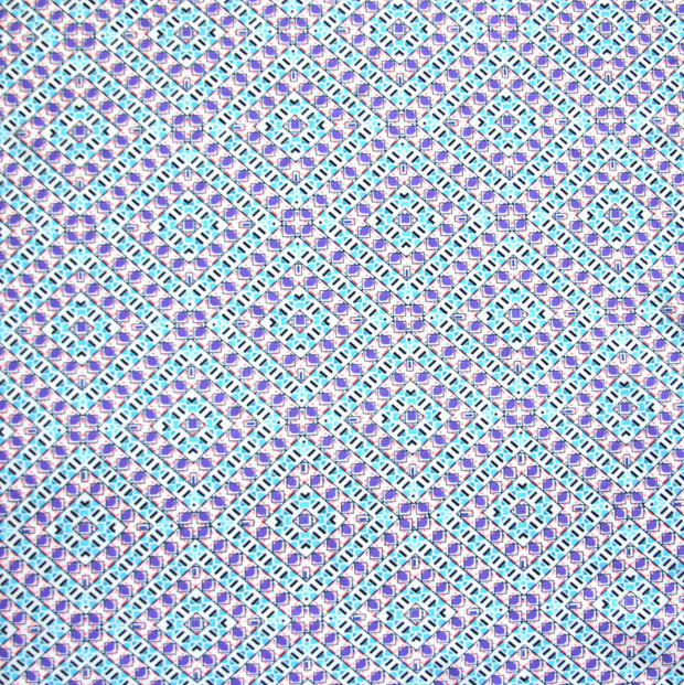 Purple, Aqua, Fluorescent Orange Squares Nylon Lycra Swimsuit Fabric