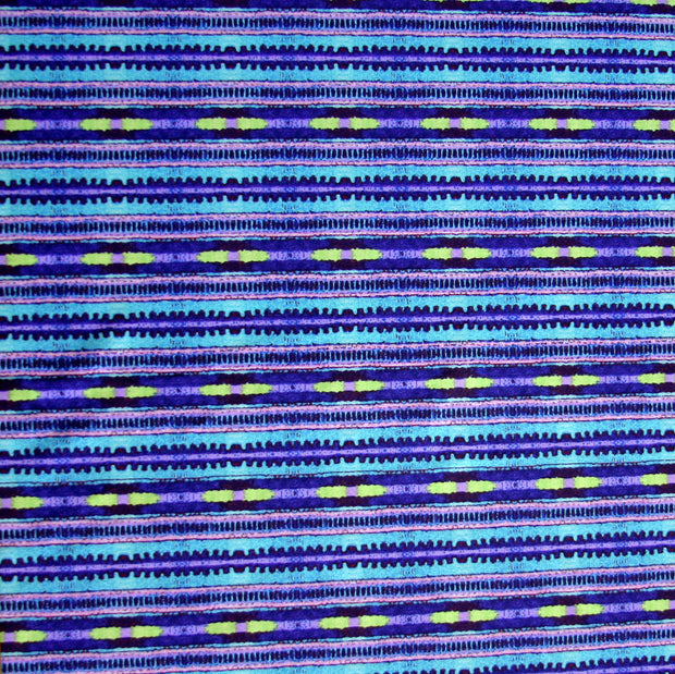 Purple, Aqua, Lime Abstract Stripe Nylon Lycra Swimsuit Fabric