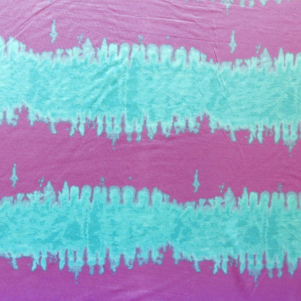 Purple Aqua Tie Dye Stripe Swimsuit Fabric