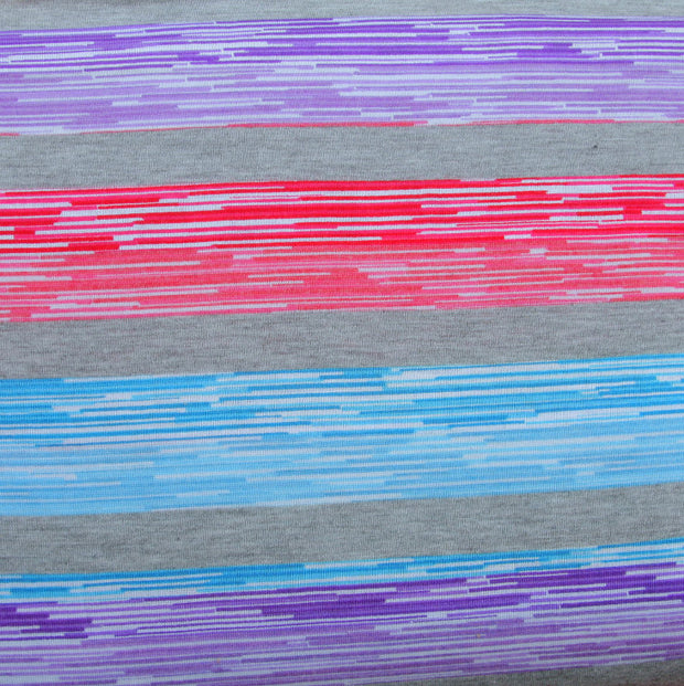 Purple, Blue, and Red Variegated Stripes Knit Fabric
