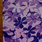 Purple Floral Cotton Knit Fabric