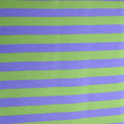 Light Purple and Lime 3/8" wide Stripe Cotton Lycra Knit Fabric