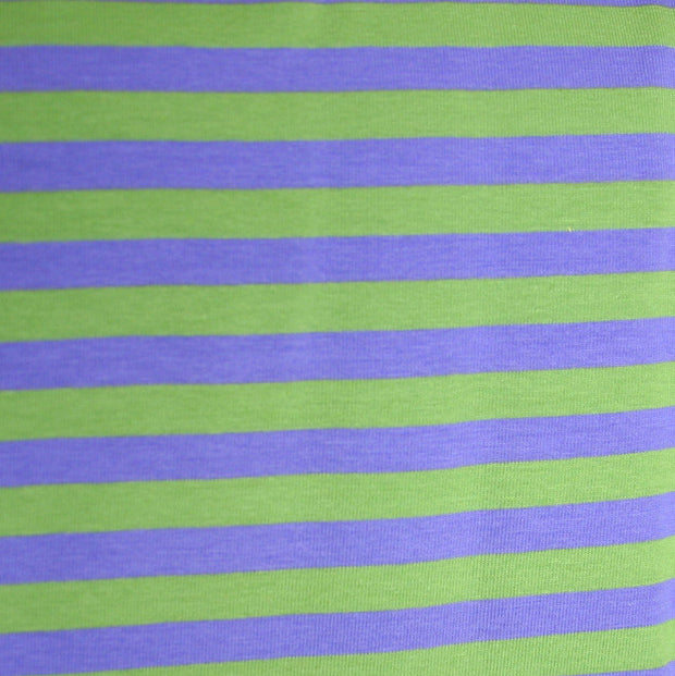 Light Purple and Lime 3/8" wide Stripe Cotton Lycra Knit Fabric