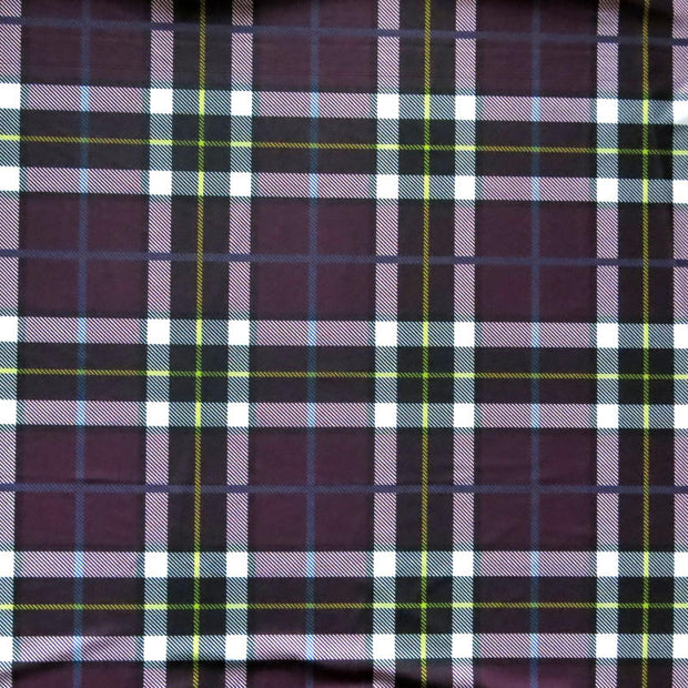 Purple, Navy, Yellow Plaid Poly Spandex Swimsuit Fabric