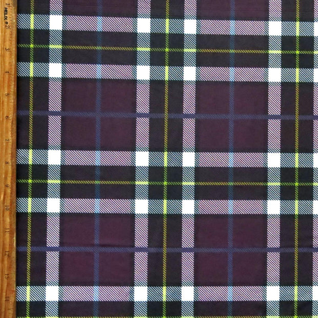Purple, Navy, Yellow Plaid Poly Spandex Swimsuit Fabric