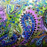 Purple/Olive Floral Paisley Swimsuit Fabric