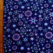 Purple Pizazz Floral Cotton Lycra Knit Fabric