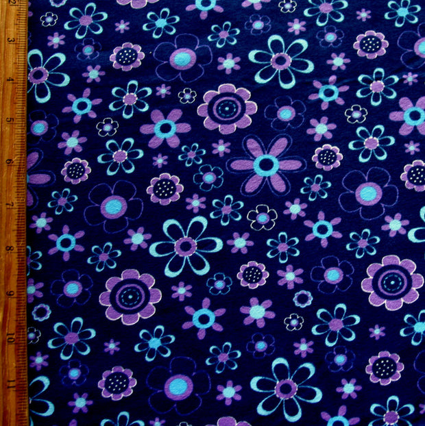 Purple Pizazz Floral Cotton Lycra Knit Fabric