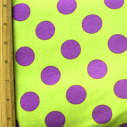 Purple Polka on Lime Knit Fabric