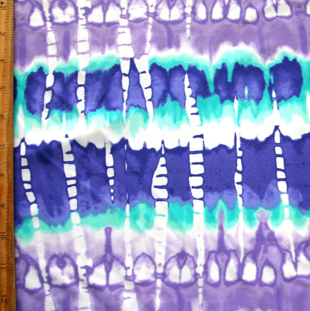 Purple and Seafoam Vertical Tie Dye Nylon Lycra Swimsuit Fabric