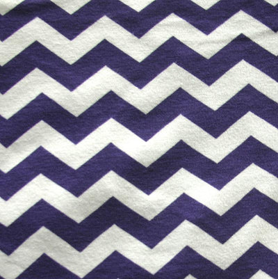 Purple and White Chevrons Cotton Lycra Knit Fabric - 28" Remnant