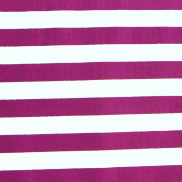Purple and White Stripes with Silver and Gold Accents Swimsuit Fabric
