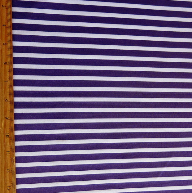 Purple and White Stripe Nylon Spandex Swimsuit Fabric