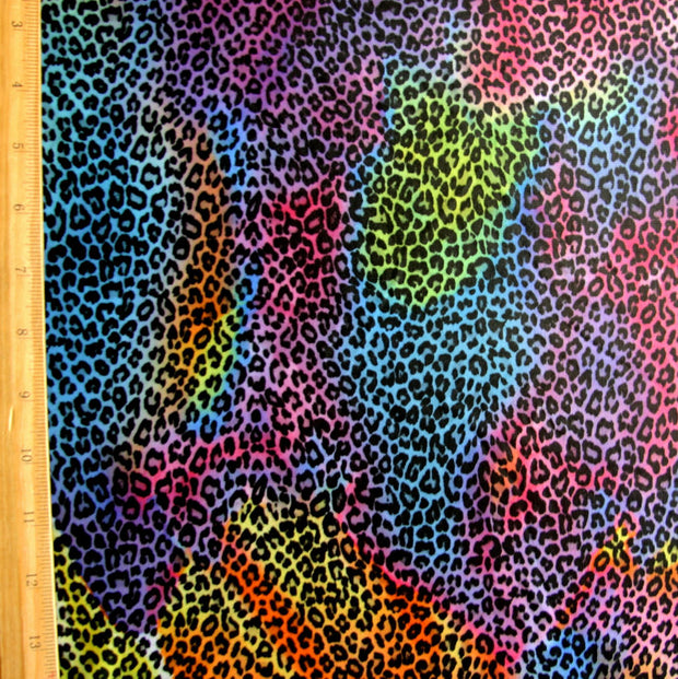 Rainbow Colored Leopard Nylon Lycra Swimsuit Fabric