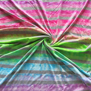 Rainbow and Grey Tie Dye Stripe Knit Fabric