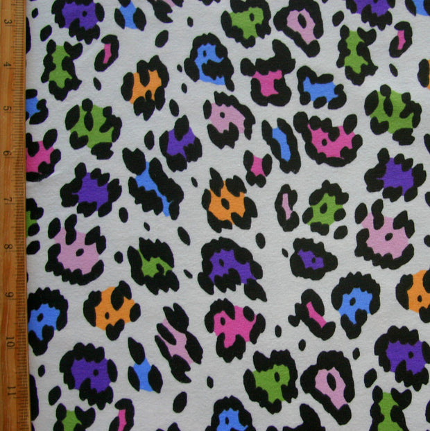 Rainbow Leopard Print Cotton Lycra Knit Fabric
