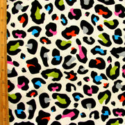 Rainbow Leopard Print Cotton Knit Fabric