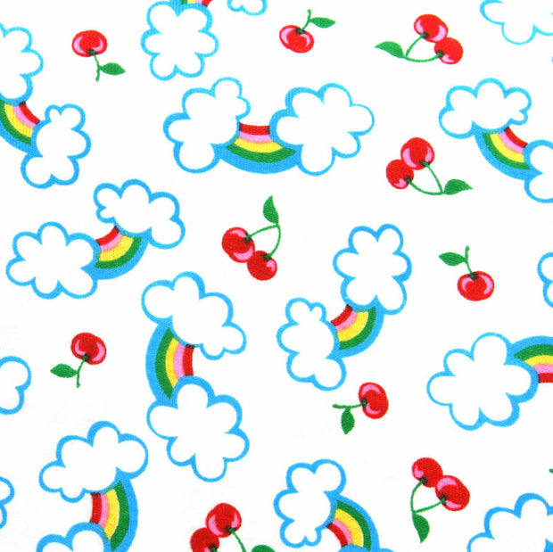 Rainbows and Cherries Cotton Knit Fabric