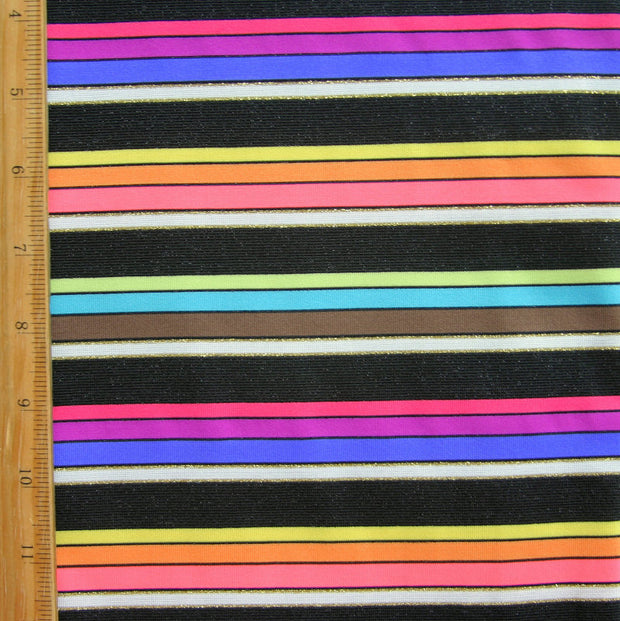 Pop Rainbow Stripes Swimsuit Fabric - 1 yard 9" inch Remnant Piece