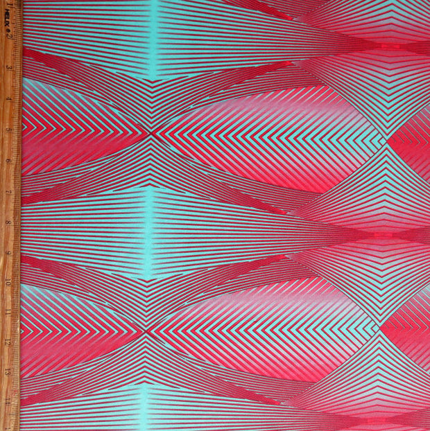 Raspberry/Mint Abstract Nylon Spandex Swimsuit Fabric