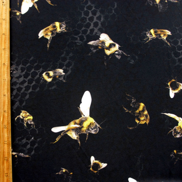 Realistic Bees Nylon Lycra Swimsuit Fabric