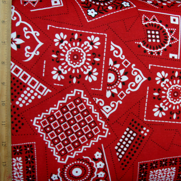 Red Bandana Cotton Knit Fabric