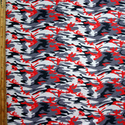 Red, Black, Grey, and Tan Camo Nylon Lycra Swimsuit Fabric