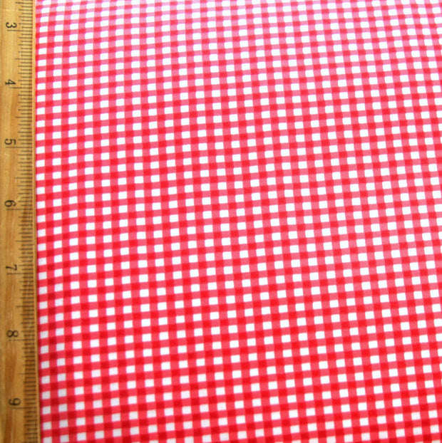 Red and White Gingham Nylon Lycra Swimsuit Fabric