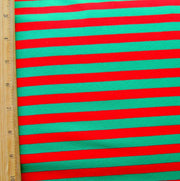 Red and Green 3/8" Stripe Cotton Lycra Knit Fabric - 20" Remnant