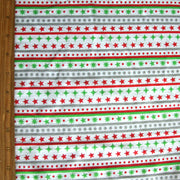 Red, Green, and Silver Christmas Stripe Cotton Knit Fabric
