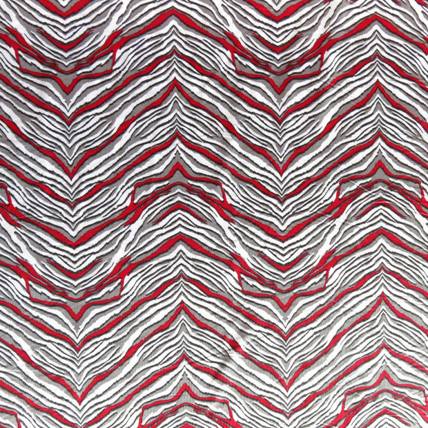 Red, Gray, and White Zebra Nylon Spandex Swimsuit Fabric