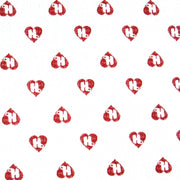 Red Mini HJ Hearts on White Cotton Fleece Fabric