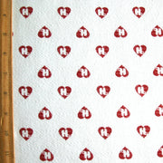Red Mini HJ Hearts on White Cotton Fleece Fabric