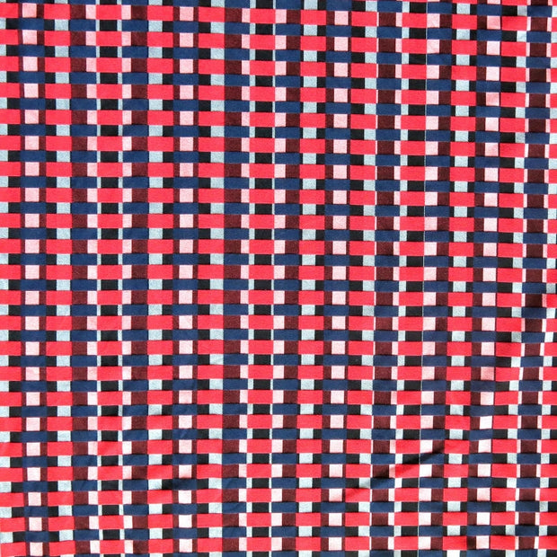 Red/Navy Checkers Stretch Woven Fabric