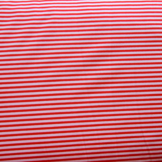 Red and Pink Narrow Stripe Nylon Lycra Swimsuit Fabric