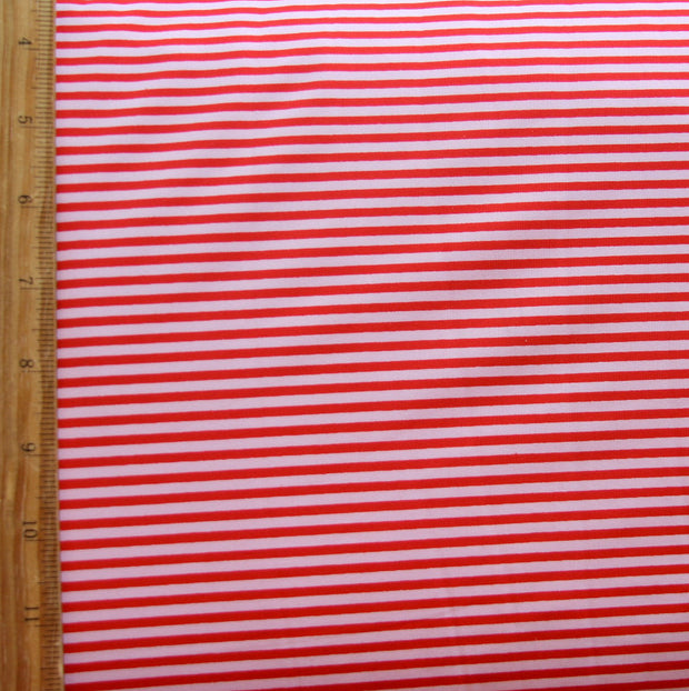 Red and Pink Narrow Stripe Nylon Lycra Swimsuit Fabric