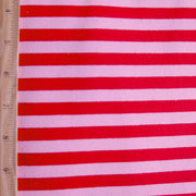 Red/Light Pink 3/8" Stripe Cotton Lycra Knit Fabric - 20" Remnant Piece