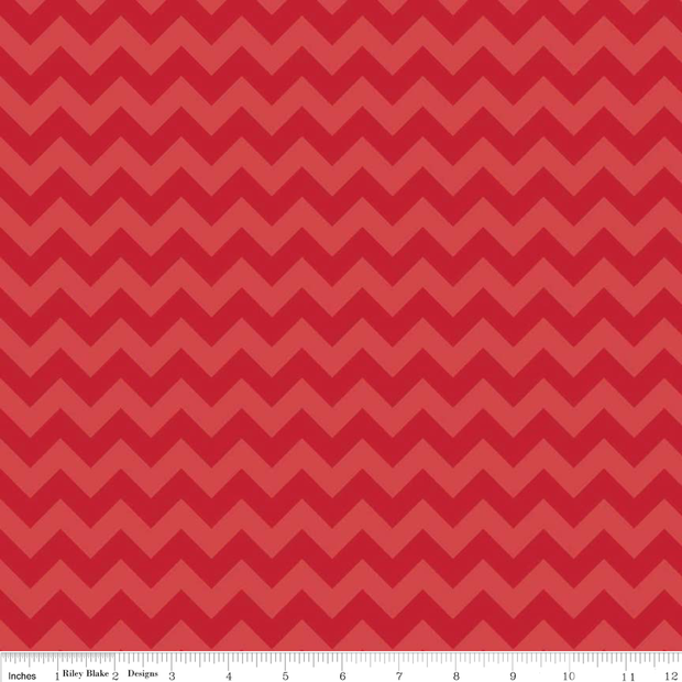 Small Chevron Red Tonal Cotton Lycra Knit Fabric by Riley Blake
