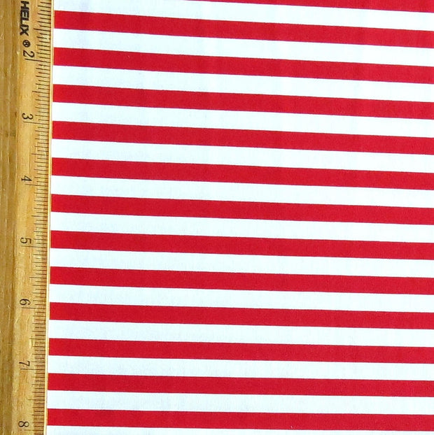 Red and White 1/4 Inch Stripe Nylon Spandex Swimsuit Fabric